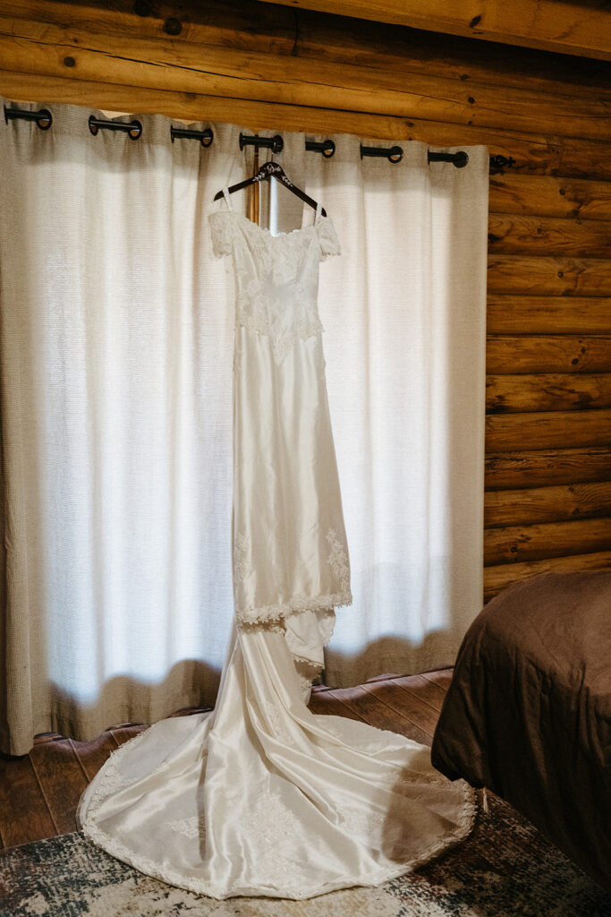 Traditional lace wedding dress for country wedding in Paicines, California