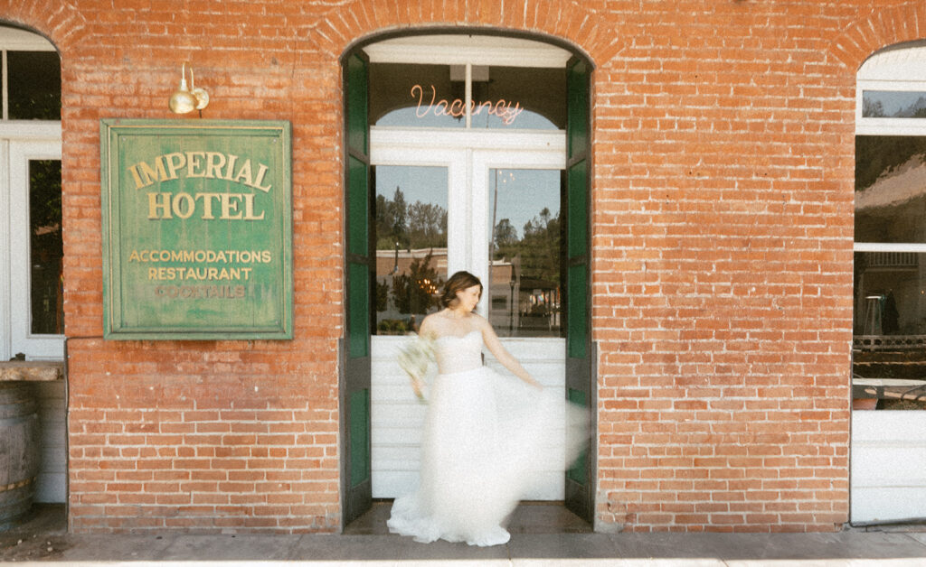 Bridal portraits at the Imperial Hotel in Amador City, California | Amador Count Luxury Wedding Photographer