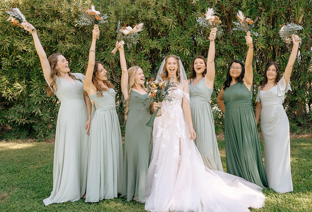 Bridal party at Heavenly Harvest Farm in Wilton, CA